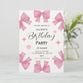 Pink Girly Birthday Einladung (Stehend Vorderseite)