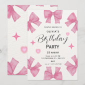 Pink Girly Birthday Einladung (Vorne/Hinten)