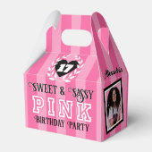 PINK Girly Birthday Party Custom Foto jedes Alter Geschenkschachtel (Rückseite)
