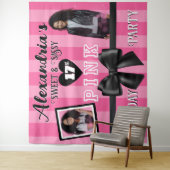 PINK Girly Birthday Party Custom Foto jedes Alter Wandteppich (Beispiel)