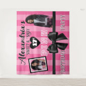 PINK Girly Birthday Party Custom Foto jedes Alter Wandteppich (Vorderseite)