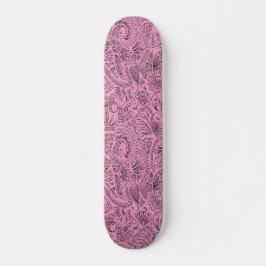Pink Girly Boho Sketch Glitzer Glam Monogram Skateboard