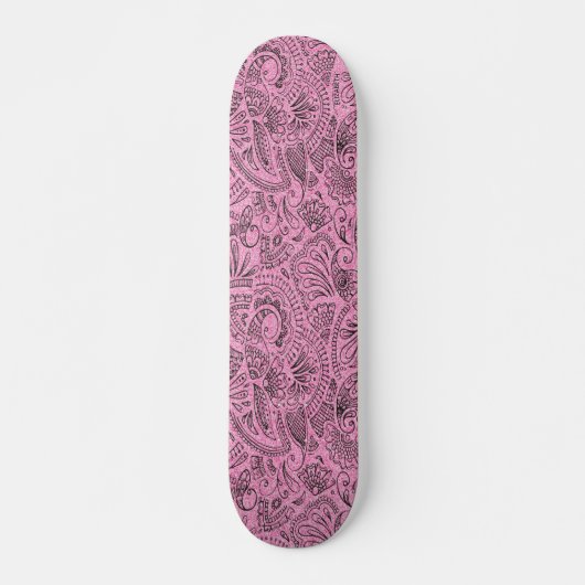 Pink Girly Boho Sketch Glitzer Glam Monogram Skateboard (Vorne)