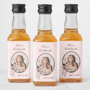 Pink Girly Bows & Babes Bachelorette Custom Mini Alkoholflaschenetikett