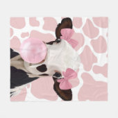 Pink Girly Bubblegum Blflüge Kuh Fleecedecke (Vorderseite (Horizontal))