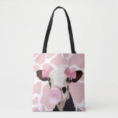 Pink Girly Bubblegum Blflüge Kuh Tasche (Vorderseite)