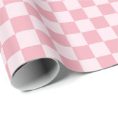 Pink Girly Checker Checkerboard Checkered Retro Geschenkpapier (Rolleneckpunkt)