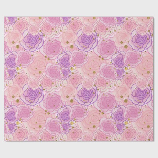 Pink Girly Chic Rose Glitzer Geschenkpapier (Flach)