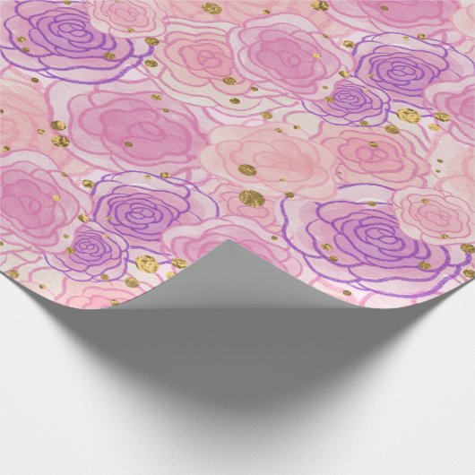 Pink Girly Chic Rose Glitzer Geschenkpapier (Ecke)