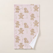 PINK! Girly Christmas GIngerbread Muster Towell Badhandtuch Set (Handtuch)