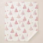 Pink Girly Christmas Tree Sherpadecke (Vorderseite)