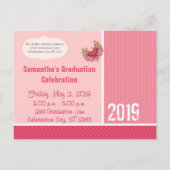Pink Girly Class of Graduation Invitations Einladungspostkarte (Rückseite)