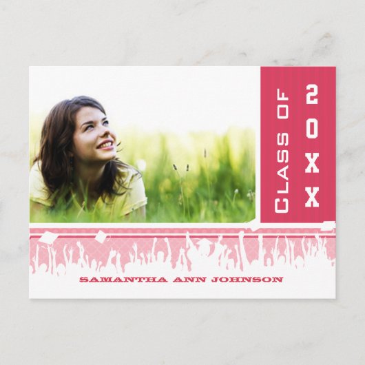 Pink Girly Class of Graduation Invitations Einladungspostkarte (Vorderseite)