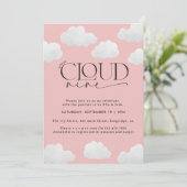 Pink Girly Cloud 9 Dusche modern und stilvoll Einladung (Stehend Vorderseite)