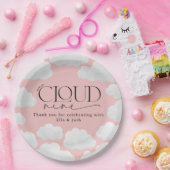 Pink Girly Cloud 9 Dusche modern und stilvoll Pappteller (Party)