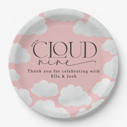 Pink Girly Cloud 9 Dusche modern und stilvoll Pappteller (Vorderseite)