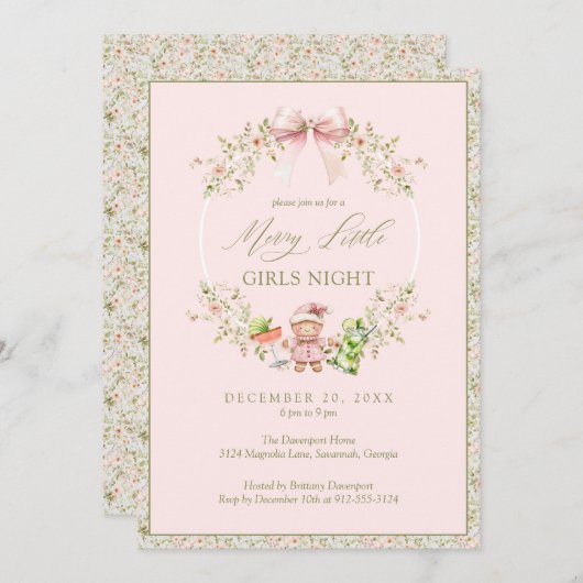 Pink Girly Coquette Giro del Malcantone Einladung (Vorne/Hinten)