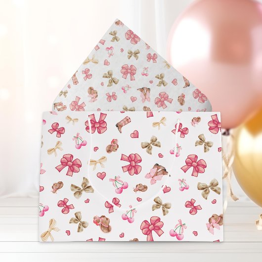 Pink Girly Cowgirl Boots Bows Coquette Muster Große Geschenktüte