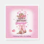 Pink Girly Cowgirl Stiefel und Hat Custom Geburtst Serviette (Vorderseite)