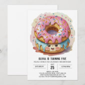 Pink Girly Donuts Geburtstag Einladung (Vorne/Hinten)