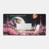 Pink Girly Fantasy Unicorn World Schreibtischunterlage (Tastatur & Maus)