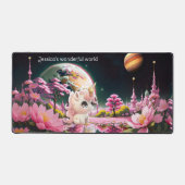 Pink Girly Fantasy Unicorn World Schreibtischunterlage (Vorderseite)