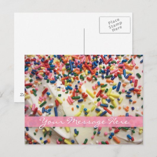 Pink Girly farbenfrohe Backwaren & Sprinkle Geburt Postkarte (Vorne/Hinten)