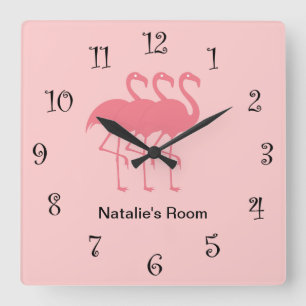 Pink Girly Flamingo Uhren