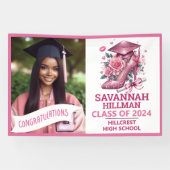 Pink Girly Foto Custom Luxury Abschluss Banner (Horizontal)