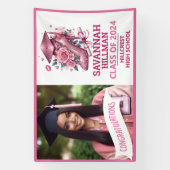 Pink Girly Foto Custom Luxury Abschluss Banner (Vertikal)