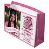 Pink Girly Foto Custom Luxury Abschluss Große Geschenktüte (Rückseite Schrägansicht)
