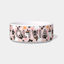 Pink Girly Ghosts Halloween Feeding Cat Napf