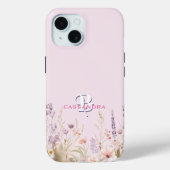 Pink Girly Girl Wildblumen Name Monogram Case-Mate iPhone Hülle (Rückseite)
