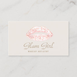 Pink Girly Glam Glitzer Lips Makeup Artist Visitenkarte