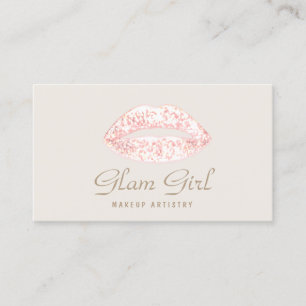 Pink Girly Glam Glitzer Lips Makeup Artist Visitenkarte
