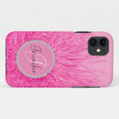 Pink Girly Glam Hübsch Monogram Name Personalisier Case-Mate iPhone Hülle (Rückseite (Horizontal))