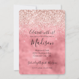 Pink Girly Glam Sparkasse Glitzer Einladung