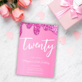 Pink Girly Glitzer 20. Geburtstagsparty Einladung
