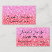 Pink Girly Glitzer Makeup elegante Typografie Visitenkarte (Vorne/Hinten)