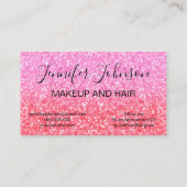 Pink Girly Glitzer Makeup elegante Typografie Visitenkarte (Rückseite)