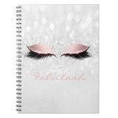 Pink Girly Glitzer Makeup Funkelnd Monogram Grau Notizblock (Vorderseite)