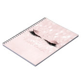 Pink Girly Glitzer Makeup Funkelnd Monogram Name Notizblock (Linke Seite)