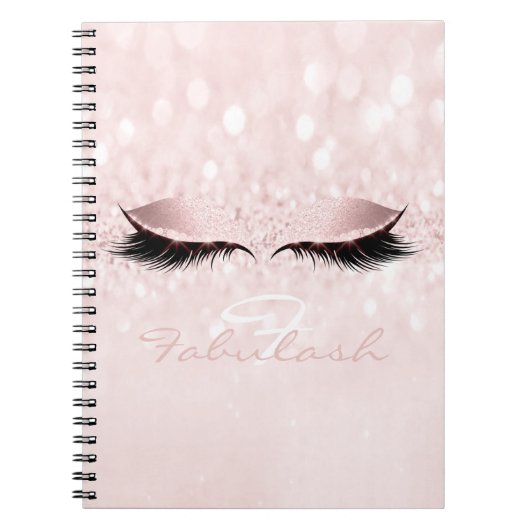 Pink Girly Glitzer Makeup Funkelnd Monogram Name Notizblock (Vorderseite)