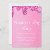 Pink Girly Glitzer Valentine's Day Party Einladung (Vorderseite)