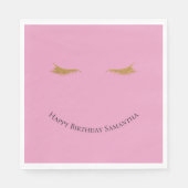 Pink Girly Gold Glam Glitzer Eyelashes Serviette (Vorderseite)