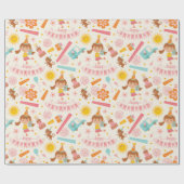 Pink Girly Happy Birthday Wrapping Paper Geschenkpapier (Flach)