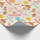 Pink Girly Happy Birthday Wrapping Paper Geschenkpapier (Ecke)