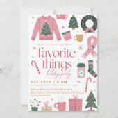 Pink Girly Holiday Favorite Things Party Einladung (Vorderseite)