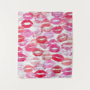 Pink Girly Kisses Wandteppich