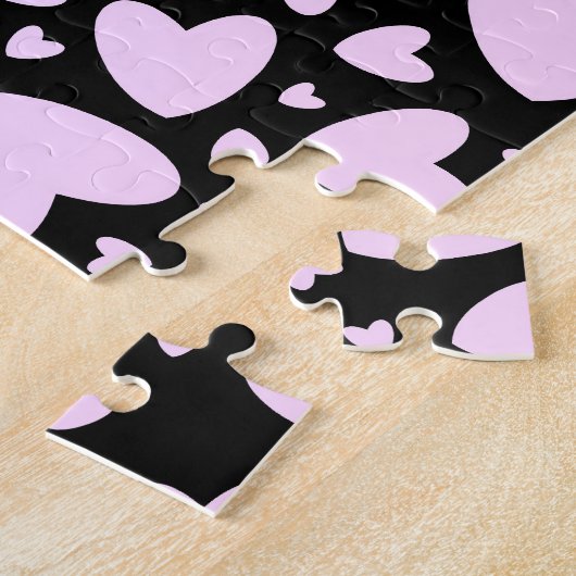 Pink Girly Liebe Hearts | Niedliches Schwarz Puzzle (Seite)